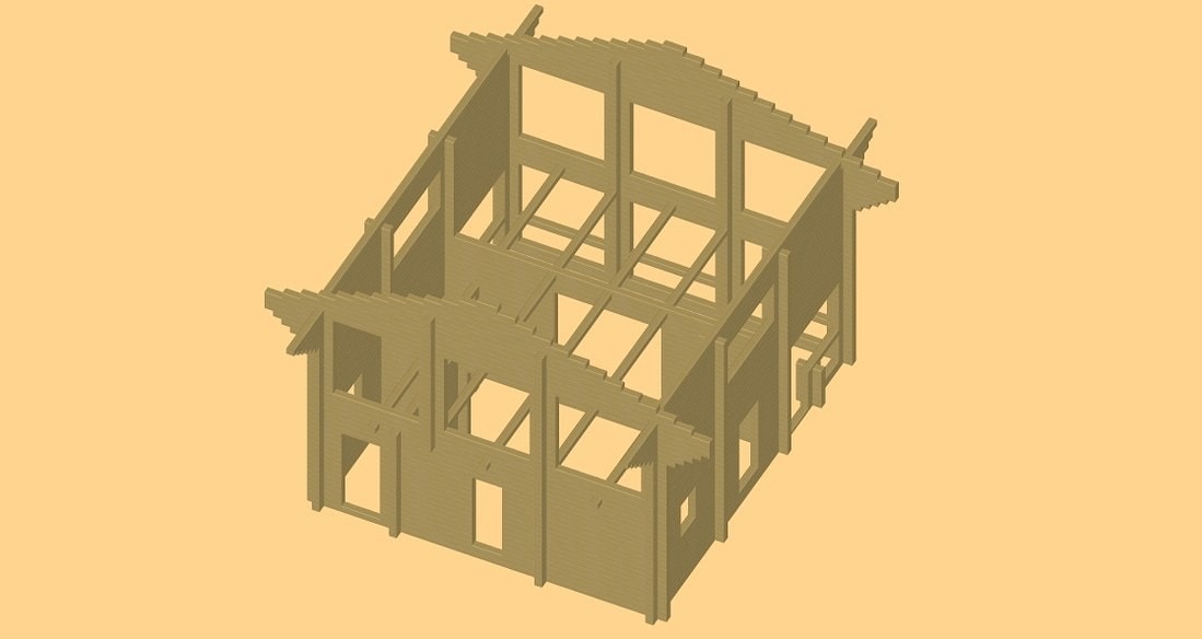 Клееный брус, деревянная баня в два этажа с бильярдом