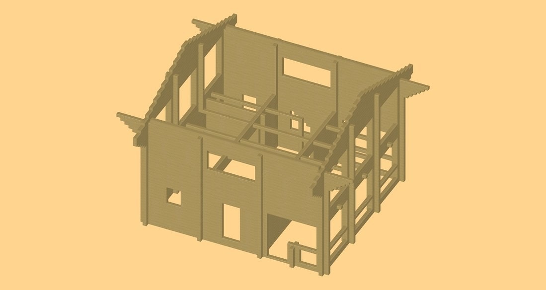 Клееный брус, деревянная баня в два этажа с бильярдом