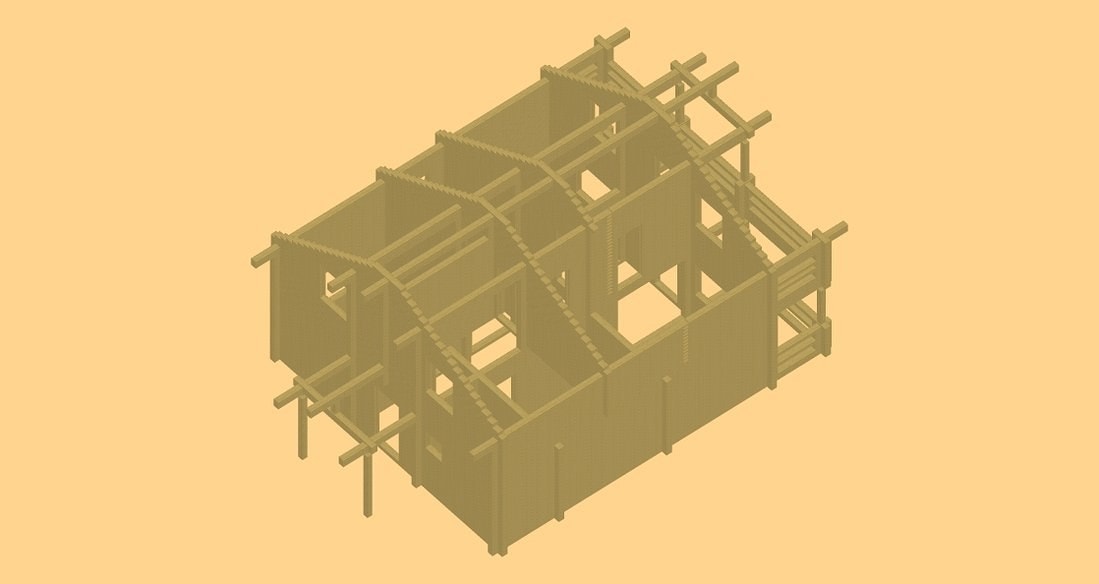 Клеенный брус, двухэтажный деревянный дом проект «Клееный дом» 