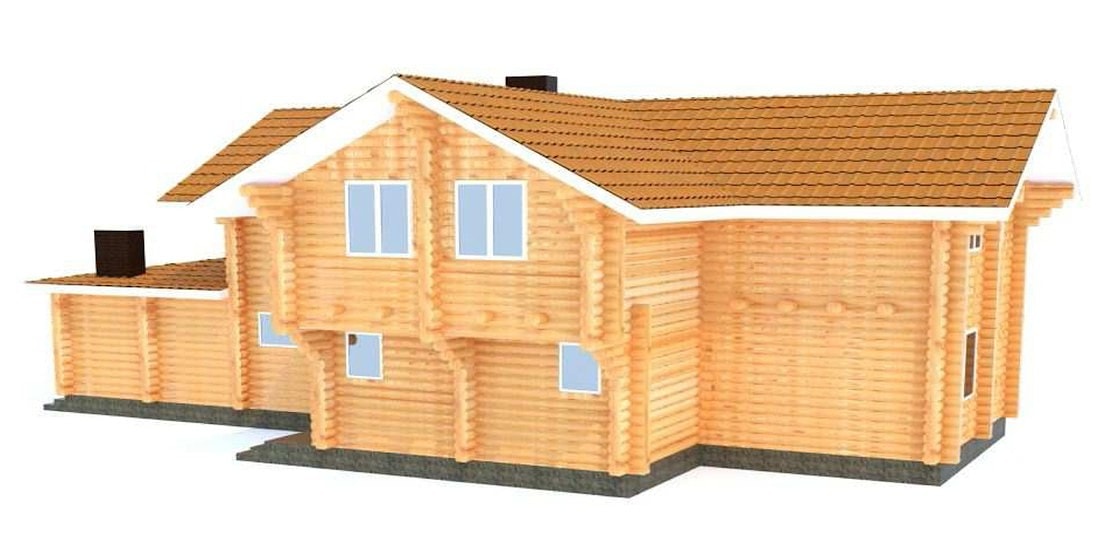 Современный деревянный дом из бревна дизайн «Экохоум»