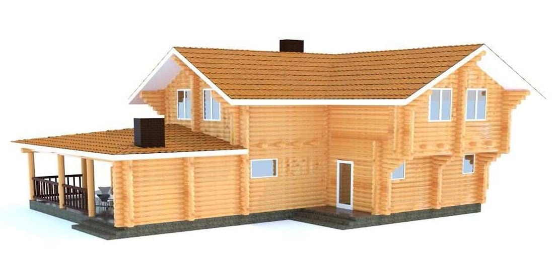 Современный деревянный дом из бревна дизайн «Экохоум»