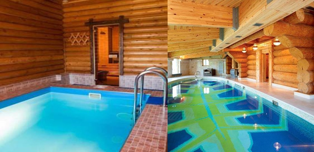 Бассейн в деревянном гостевом доме проект для баз отдыха