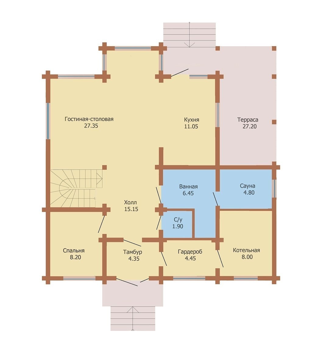 план первого этажа деревянного дома