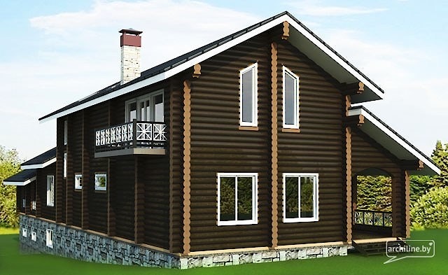 Строительство большого деревянного дома из сухого бревна "Ковчег"