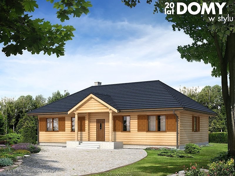  Деревянный дом из бруса предназначен для большой семьи Проект Borówka 3 bal - 121 м2  