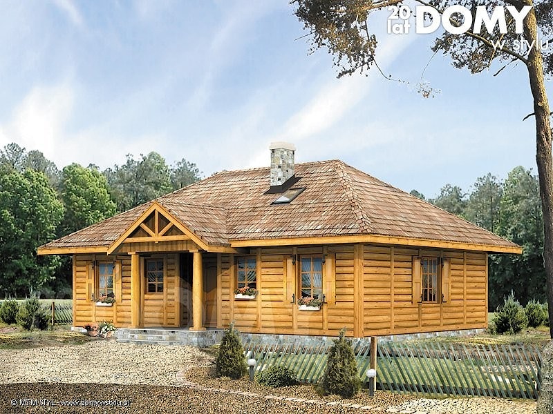  Проект маленького дома с камином, деревянный дом Borówka bal - 85 м2  