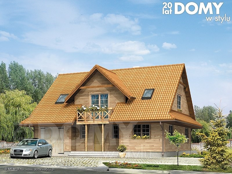  Клееный брус деревянный дом с гаражом проект Polka dr-s 146 м2  