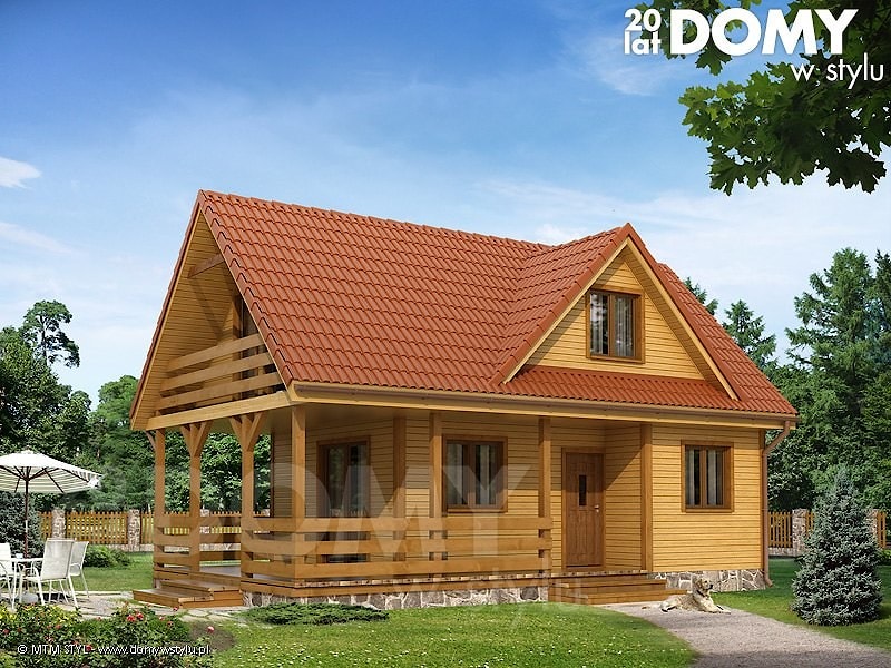  Деревянный дом в деревянно-каркасных технологиях Проект Poziomka dr-S 62 м2  