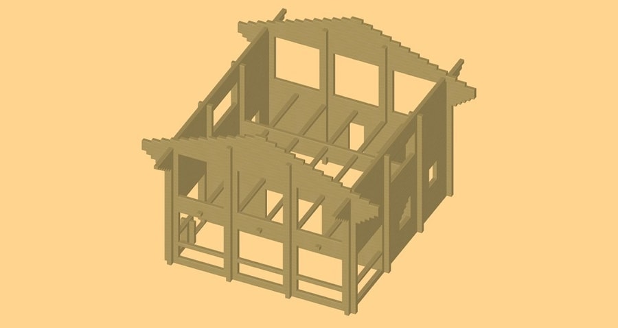 Проект деревянной бани с бильярдом из клееного бруса 62 м²